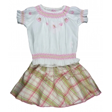  ZIP ZAP  Skirt Set with Embroidered roses &  Smocking --  £2.99 per item - 4 pack